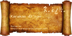 Karakas Áron névjegykártya